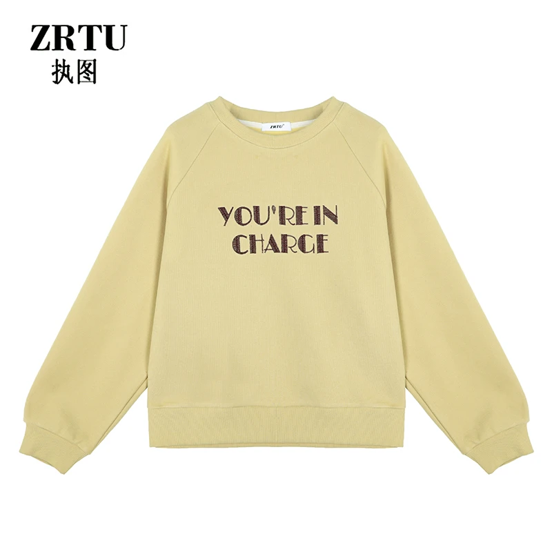 ZRTU 2024新款慵懒风时尚休闲百搭女士宽松印花圆领潮流卫衣