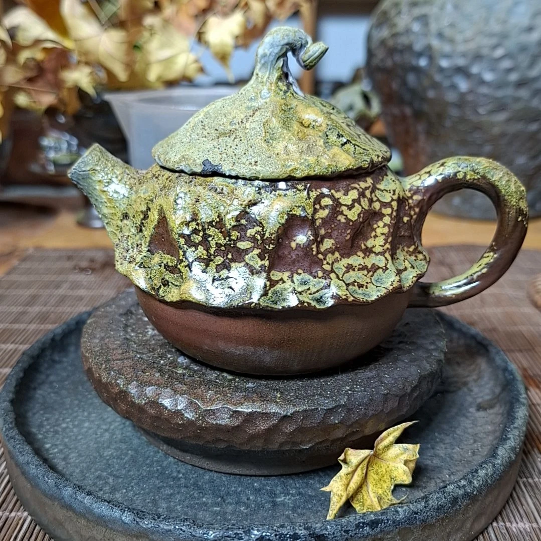 安***！坭兴陶纯柴烧荷叶160c