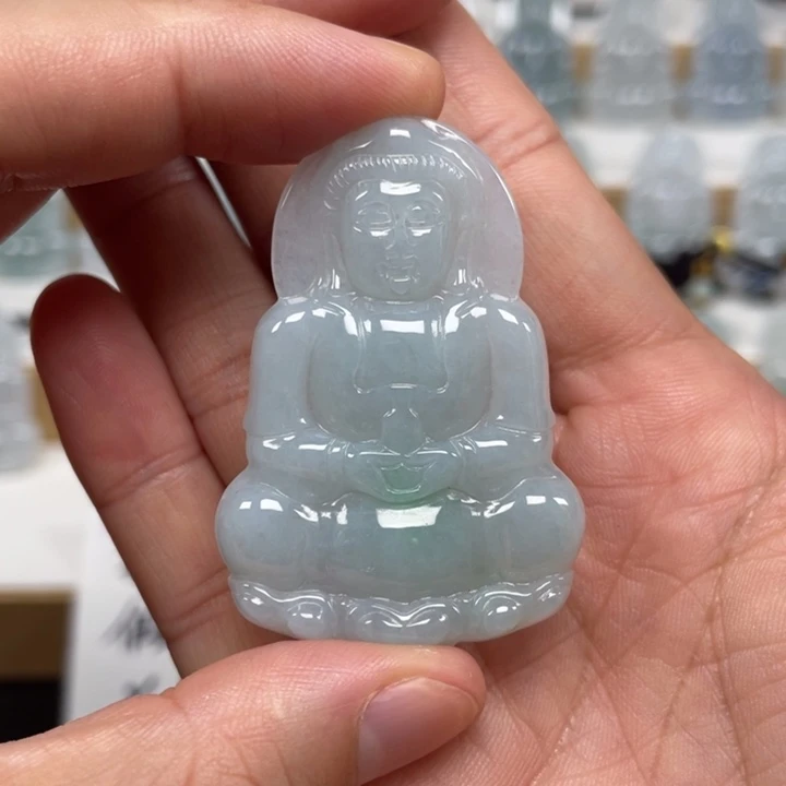 翡翠未镶嵌颈饰天然缅甸翡翠A货观音100号