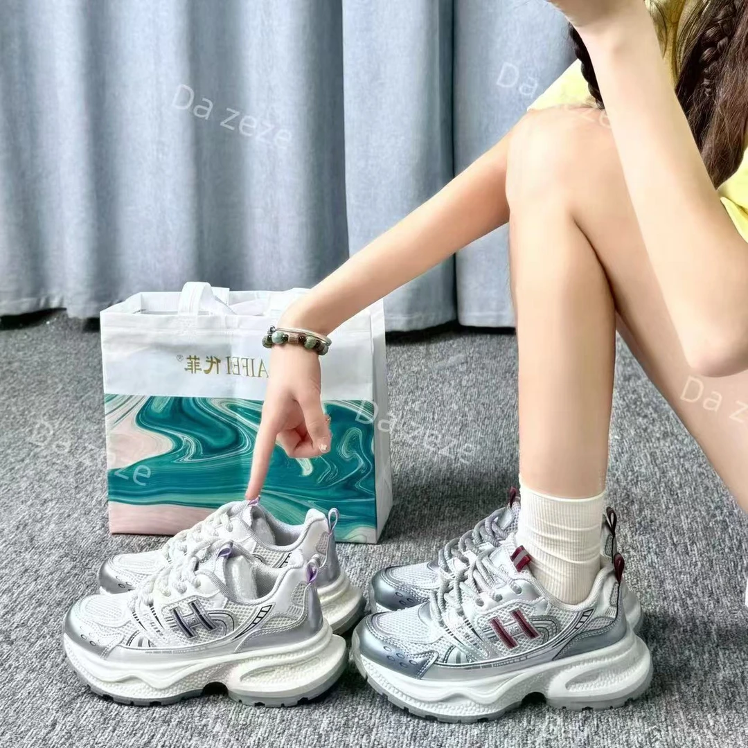 代菲品牌  2025新款网面老爹时尚休闲透气厚底百搭女鞋077x7