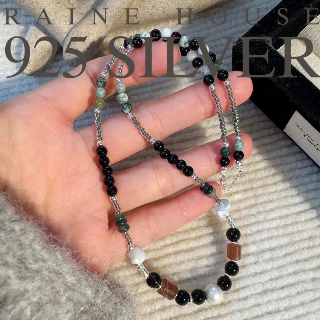 925银银制品 【森林密境】S925银个性古法银珠手工串珠项链42+5cm