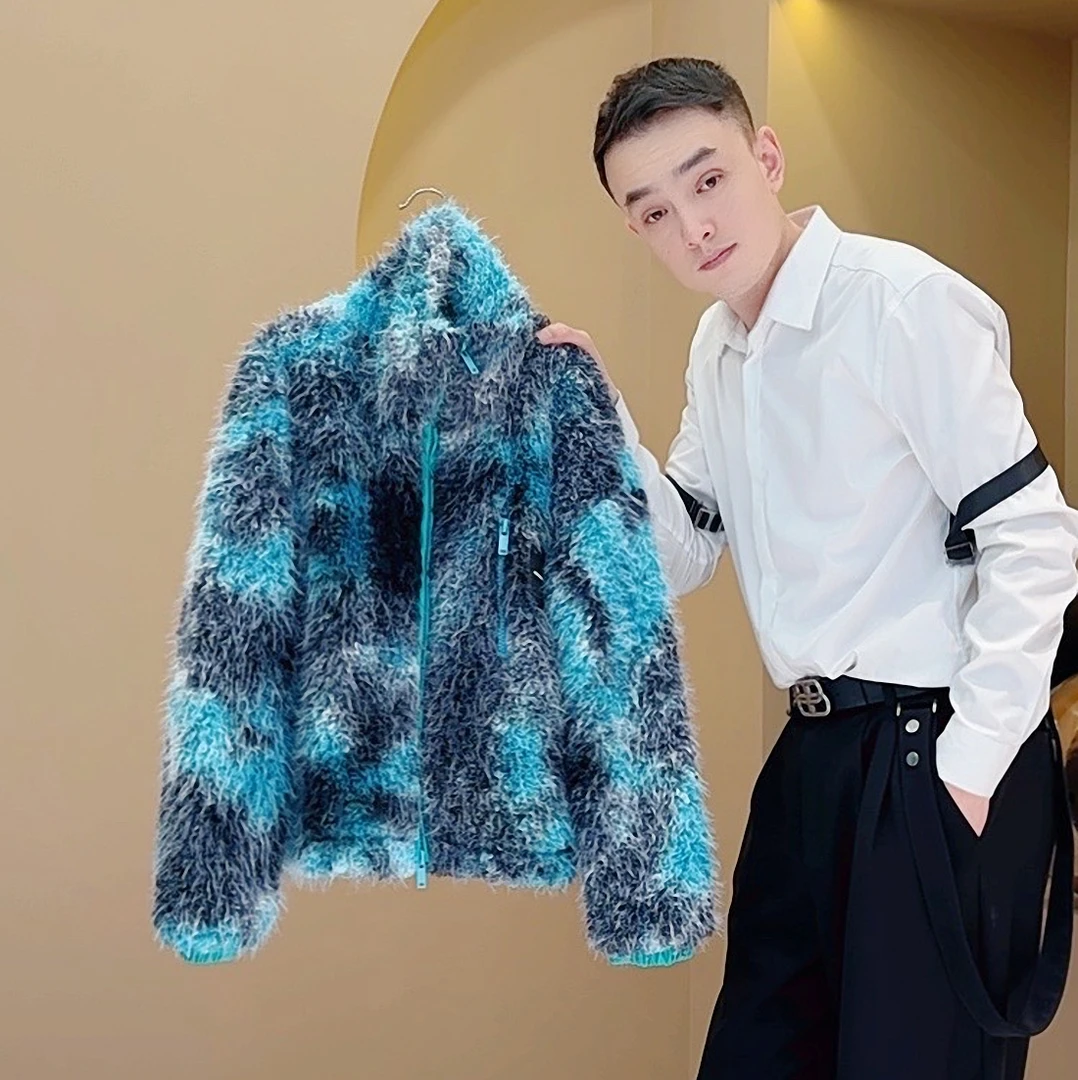 【韩哥女装】冬季设计师系列混染半高领休闲时尚感羊羔绒外套5105A