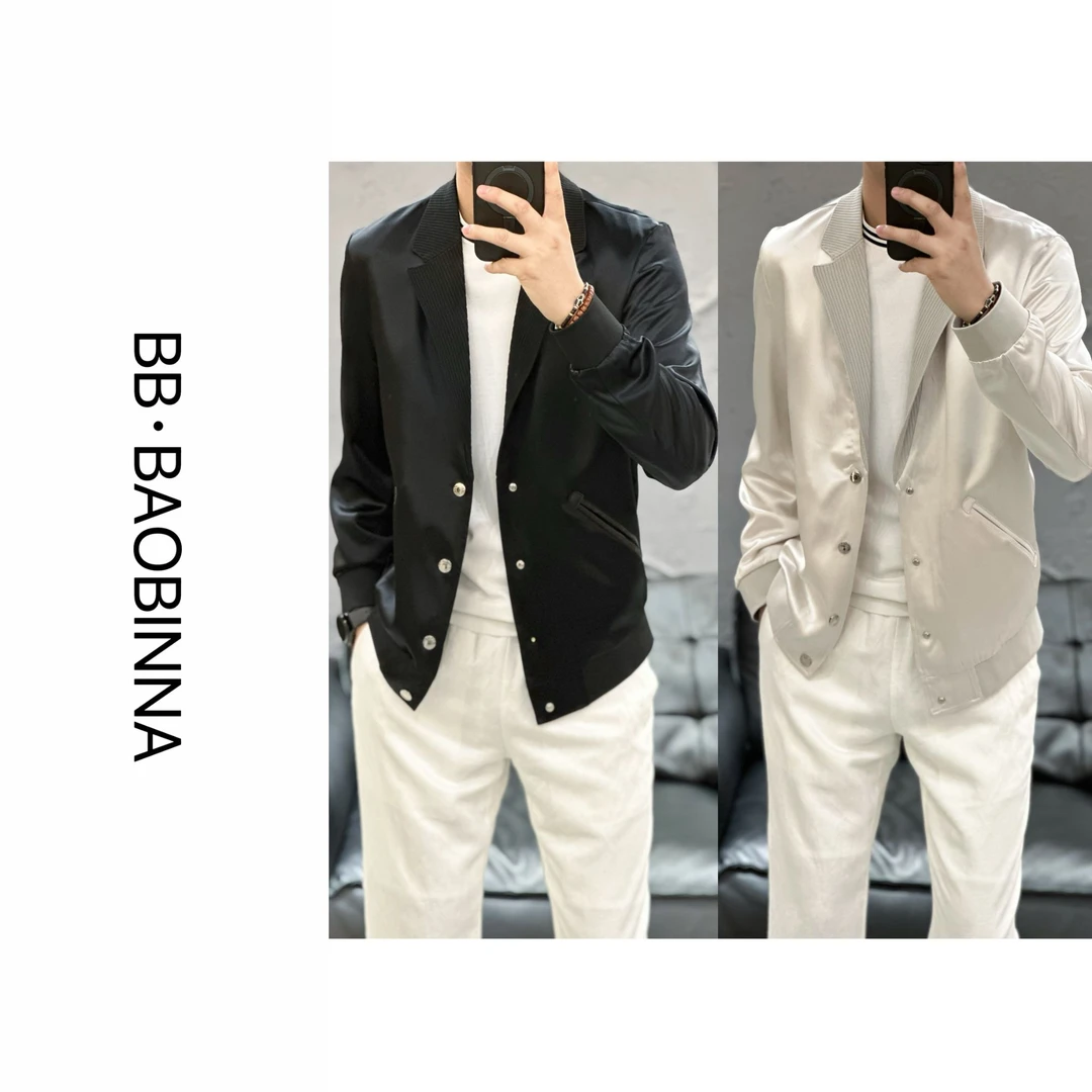 小野· 男装 | 男士醋酸混纺青果领修身夹克1086