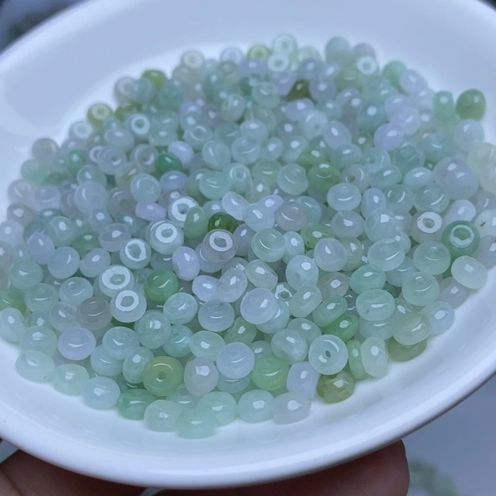 翡翠未镶嵌手链卡3乘5冰紫绿算盘60个单圈