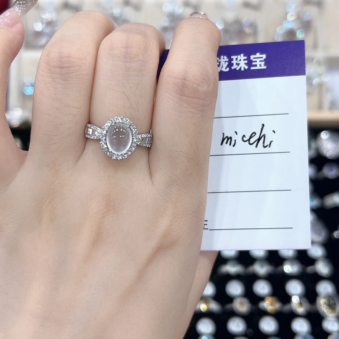 m***i黄晶戒指银S925镶嵌戒指