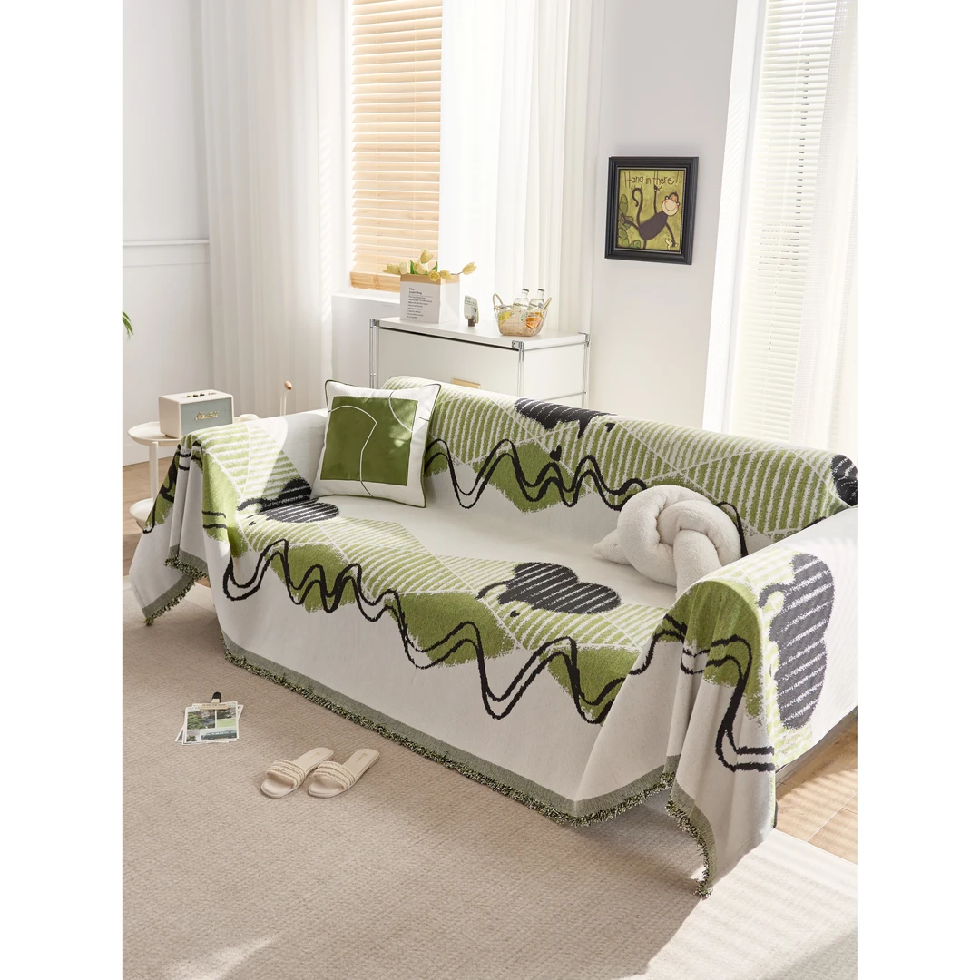 爱心涂鸦防滑防尘现代简约沙发巾全盖沙发毯轻沙发垫网红