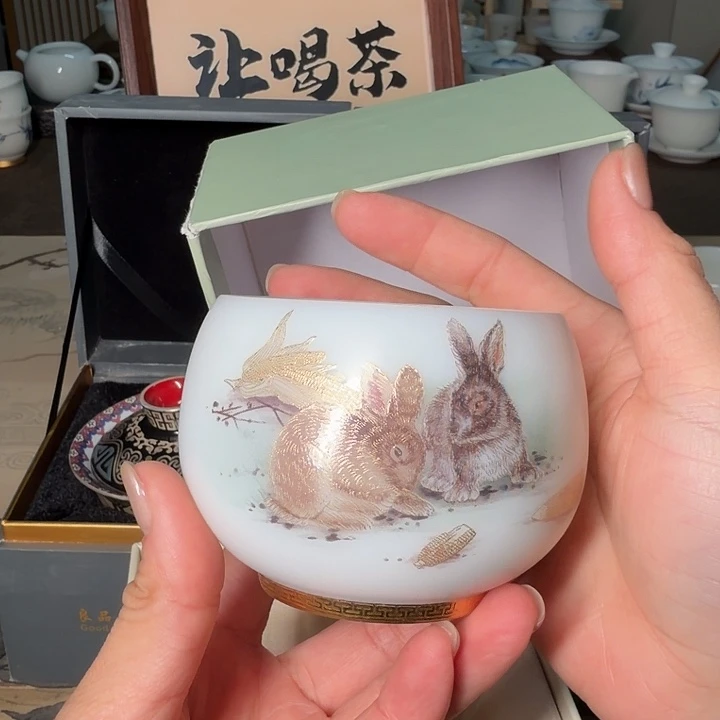 素烧冰种丰衣足食主人杯带盒子发盒子有点脏