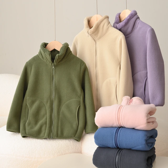 87486 A类双面绒 儿童摇粒绒立领外套男女童保暖开衫 180大童秋冬