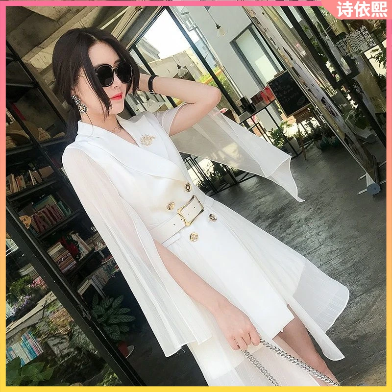 1白色斗篷披肩西装裙女春夏收腰潮晚礼服2025年新款l