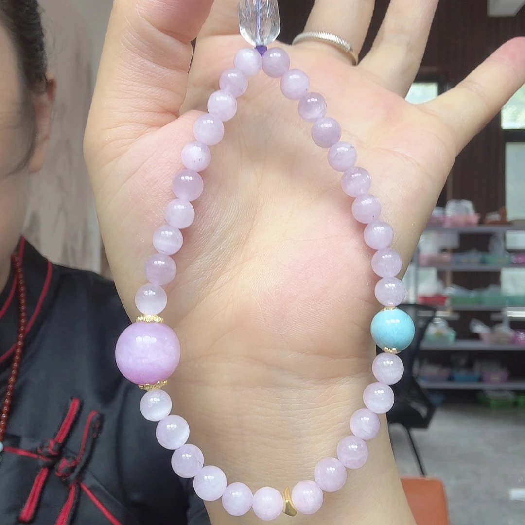水晶珠宝半成品未镶嵌紫锂辉手机链