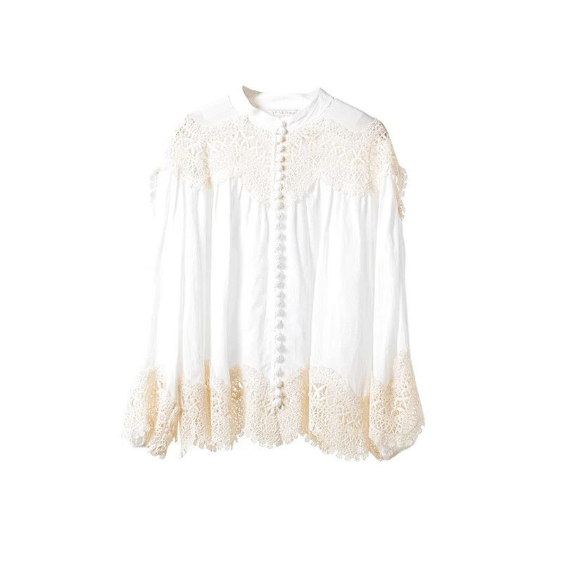 Dimanch那不勒斯 千金度假风 蕾丝刺绣衬衫 QC233003