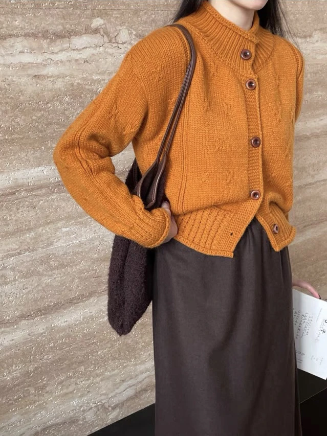 【立体十字花】新款韩系设计感针织开衫毛衣