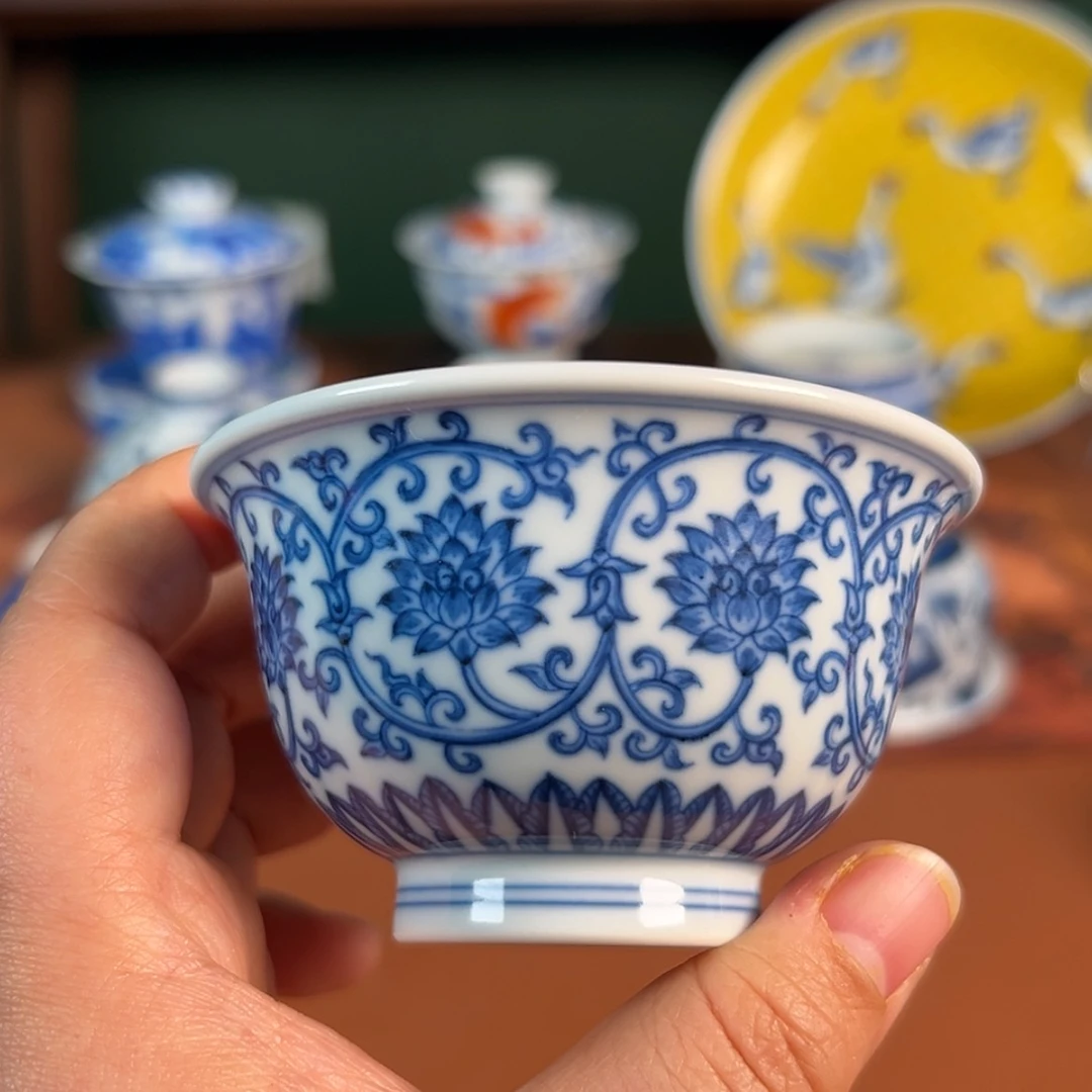 【闪购商品】杯望月怀古-双勾缠枝莲压手杯