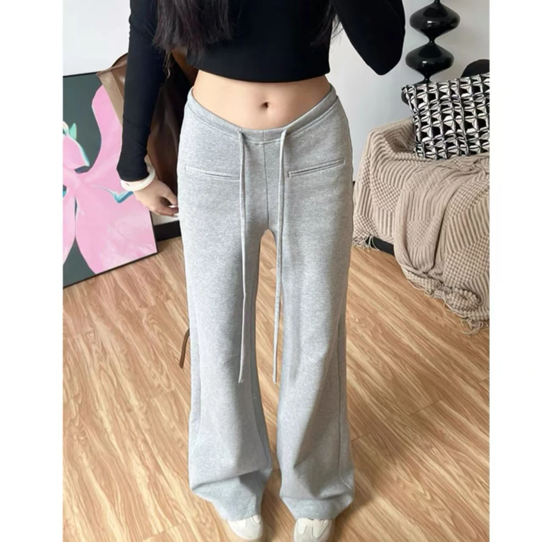 曼曼【高频神裤】春季慵懒感遮肉显瘦低腰直筒休闲喇叭长裤