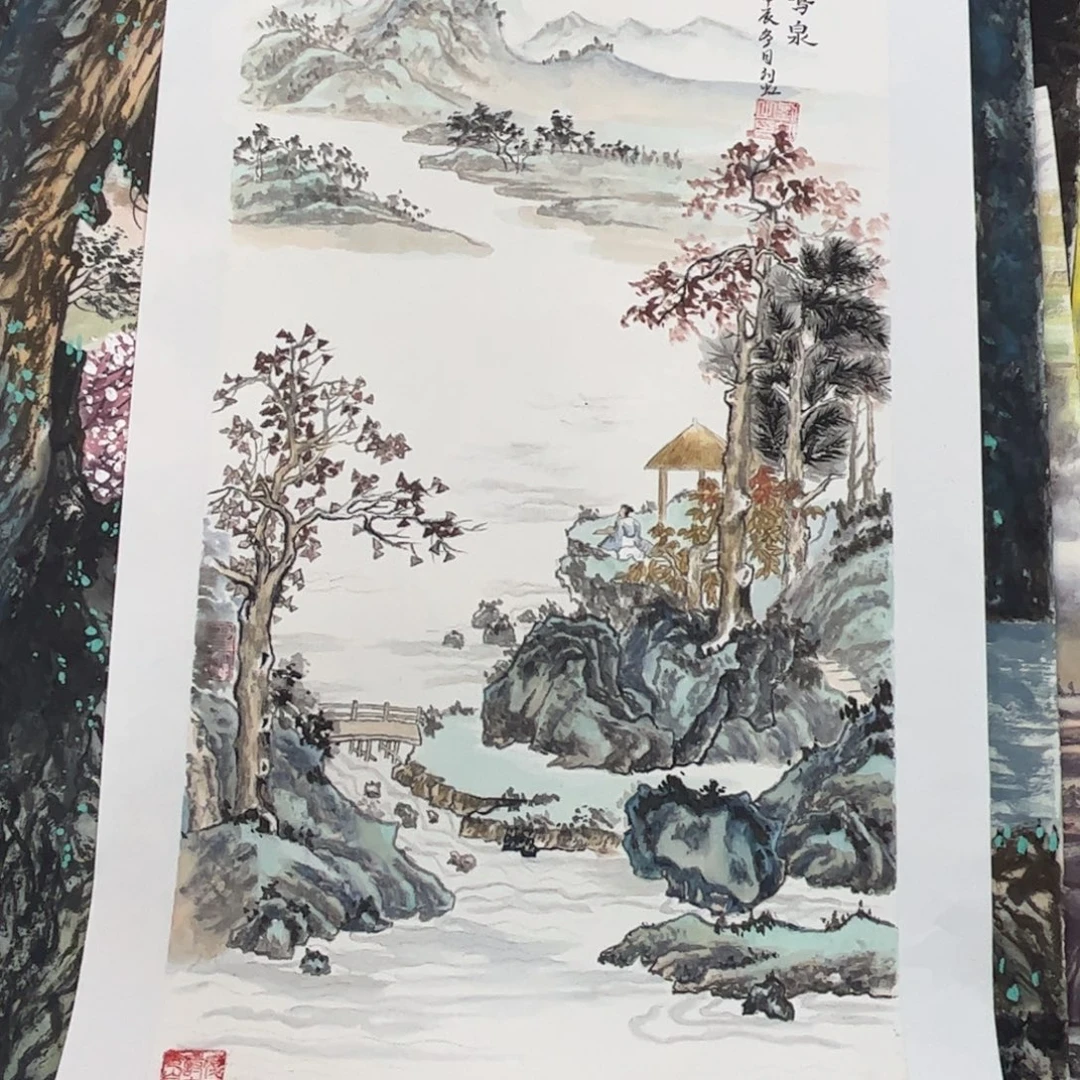 国画四尺四开山水作品m