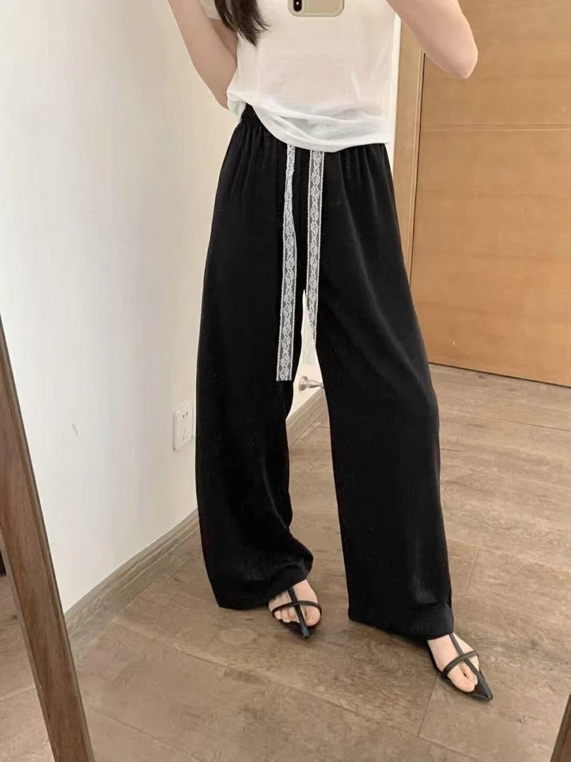 张金家女人国风醋酸直筒裤阔脚裤5115款