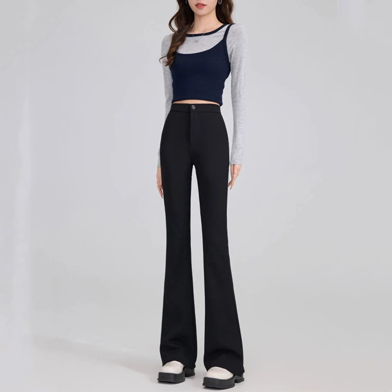 微喇西装裤子女2025秋季新款高腰显瘦小个子黑色喇叭裤拖地马蹄裤