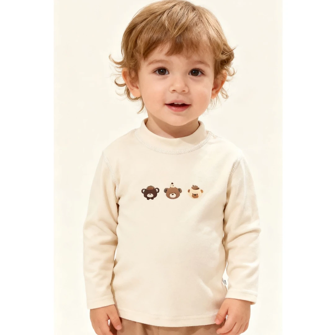 【三只小熊长袖】舒绒打底上衣宝宝t恤长袖-255