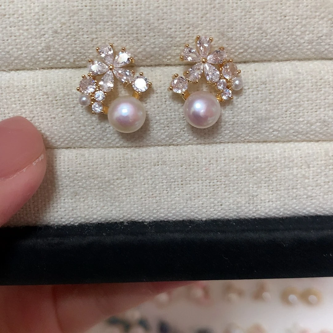 淡水珍珠耳饰合金