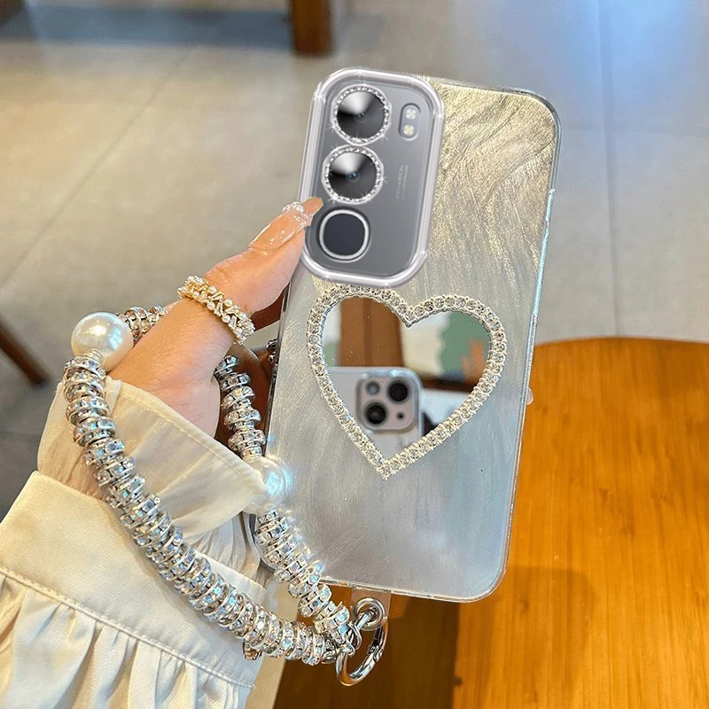 全包摄像头VIVOY50手机壳爱心镜子V2443A软壳Y50 5G羽纱新款小清