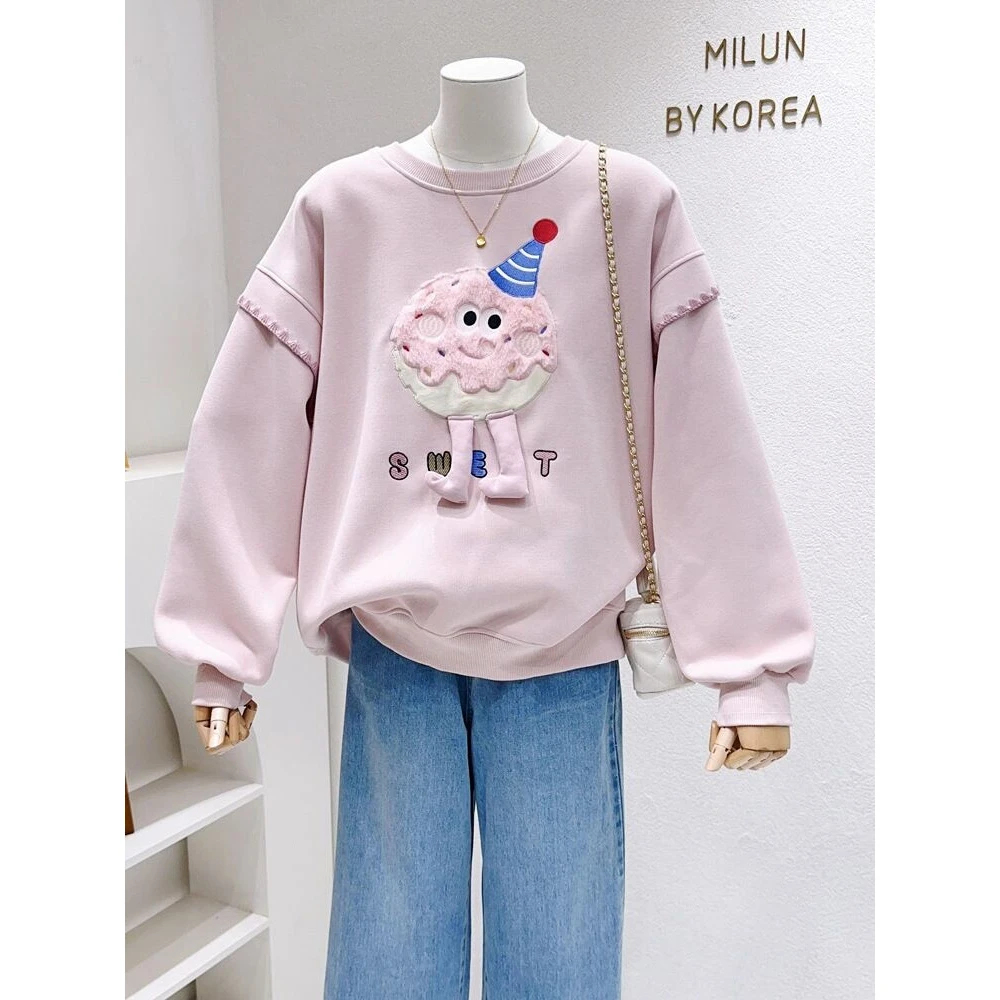 奥特莱斯～清仓捡漏时尚卫衣春秋新款趣味可爱奶呼呼宽松女装上衣