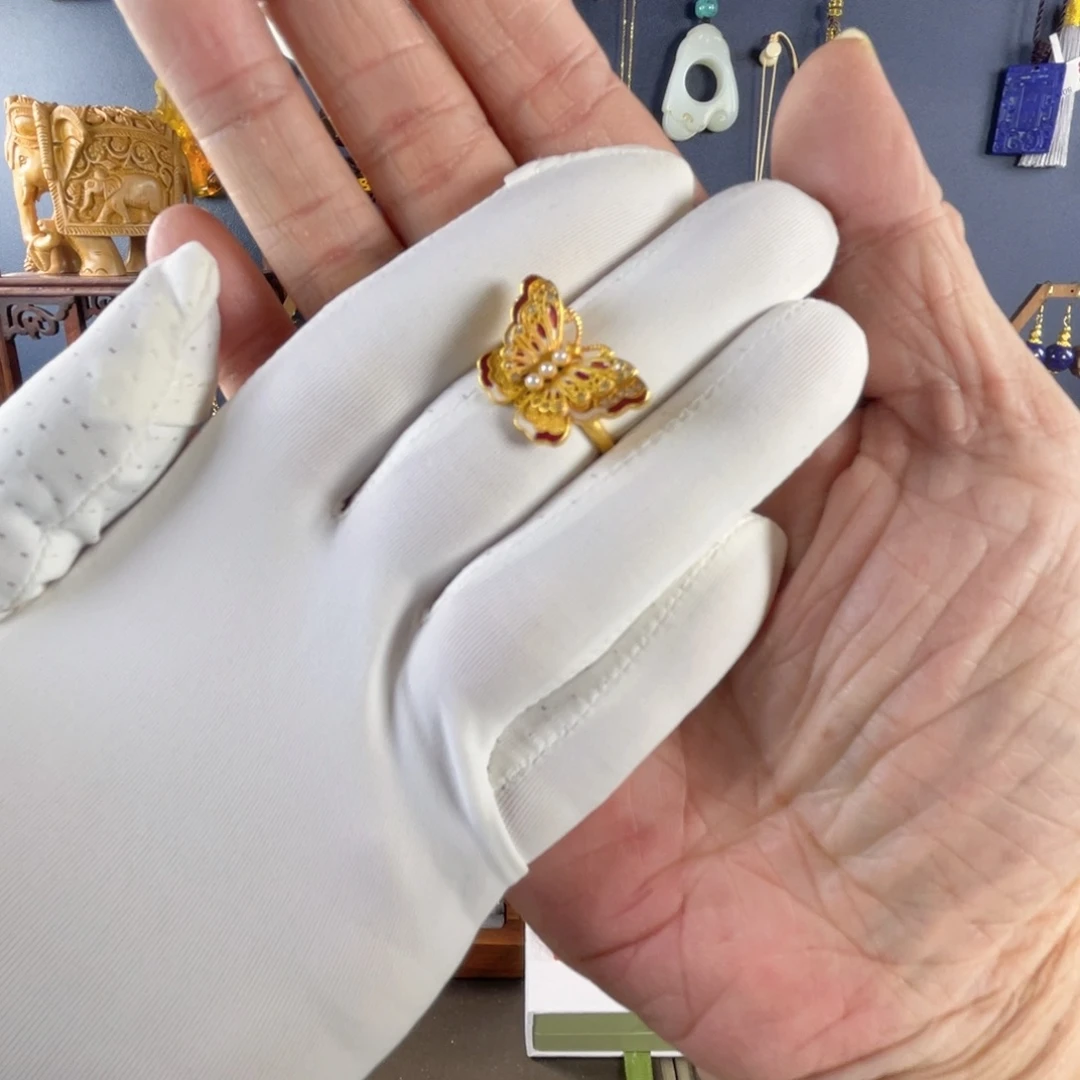 珐琅双层蝴蝶戒指