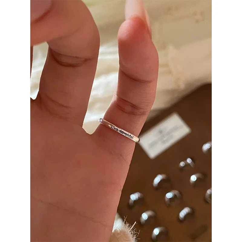 戒指人生万岁vivalavida尾戒女高颜值英文字母素圈精致