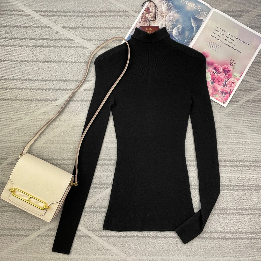 德国扬子纱羊毛羊绒岛精无缝一体成型圆领打底衫女