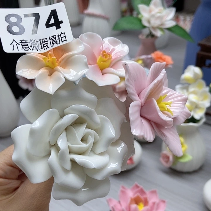摆件手工制作陶瓷花