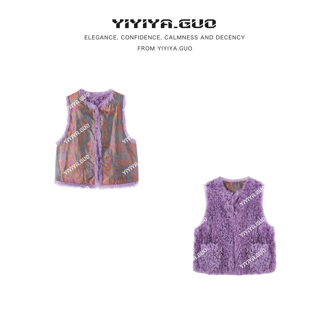 yiyiya.Guo艺艺吖【紫韵】新中式中国风双面穿小湖羊马甲110183SS52