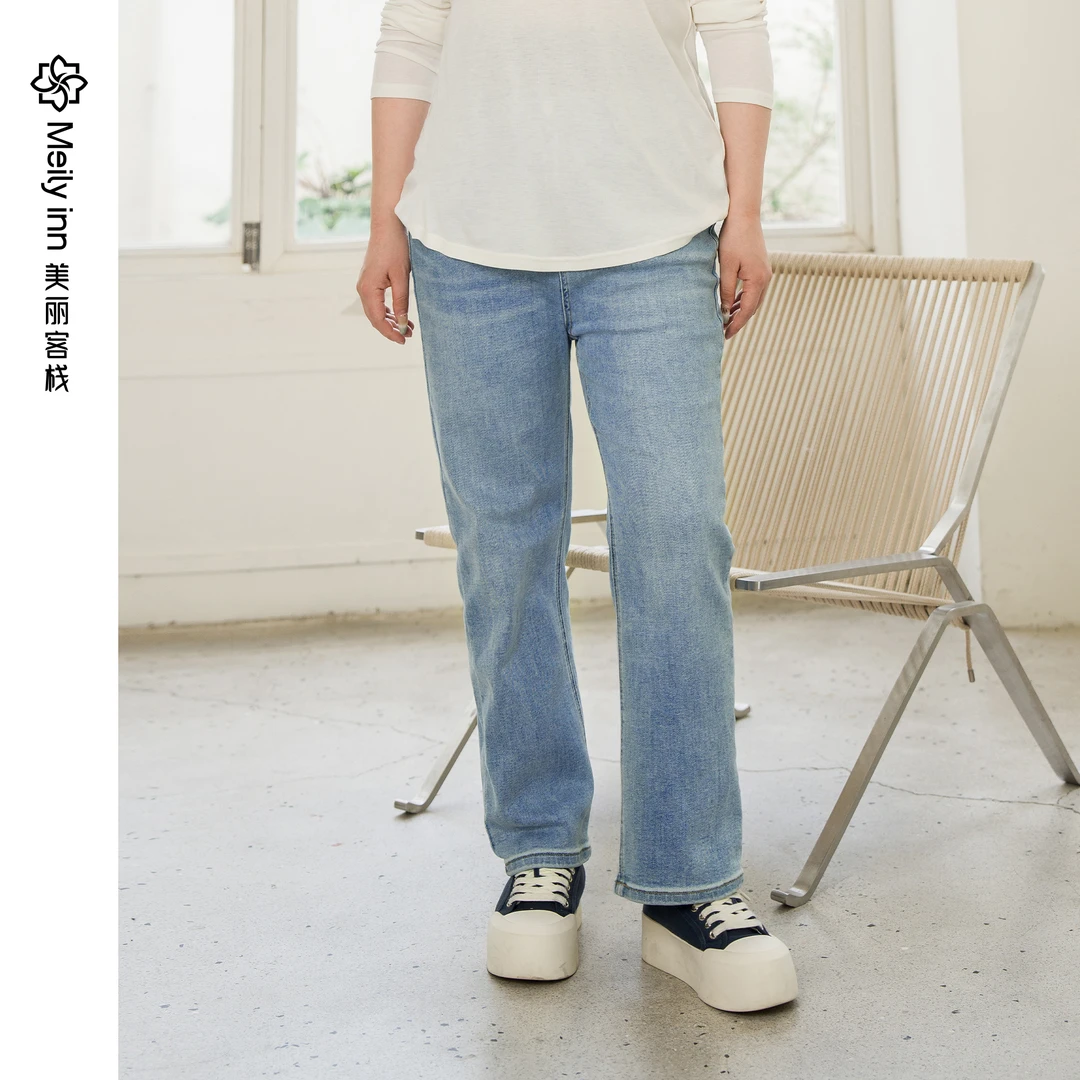 美丽客栈原创高端大码女装胖mm200斤加肥加大小个子漫画腿牛仔裤