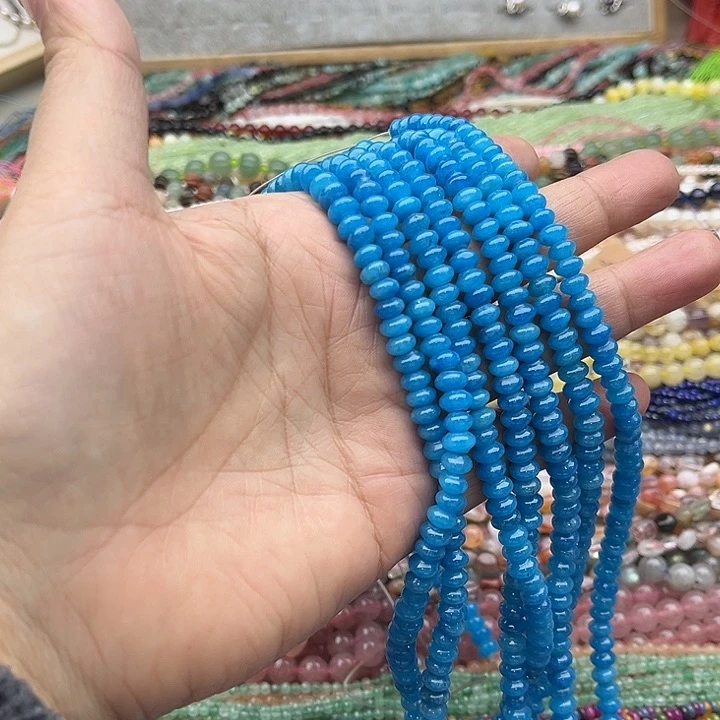 玛瑙/玉髓珠宝半成品未镶嵌一条6mm海蓝宝算盘珠