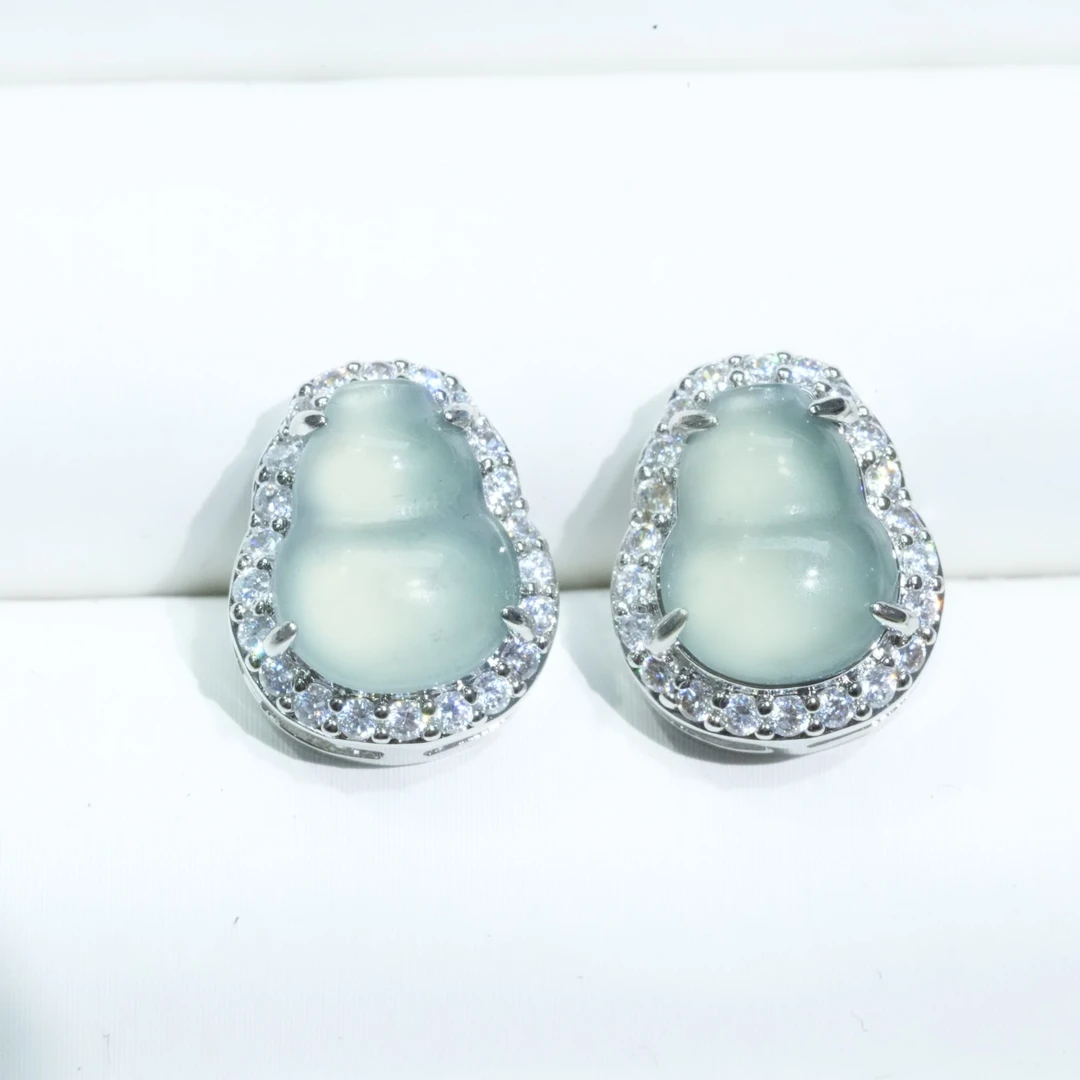 天然A货翡翠葫芦耳钉耳饰多样性发一对时尚轻奢百搭优雅