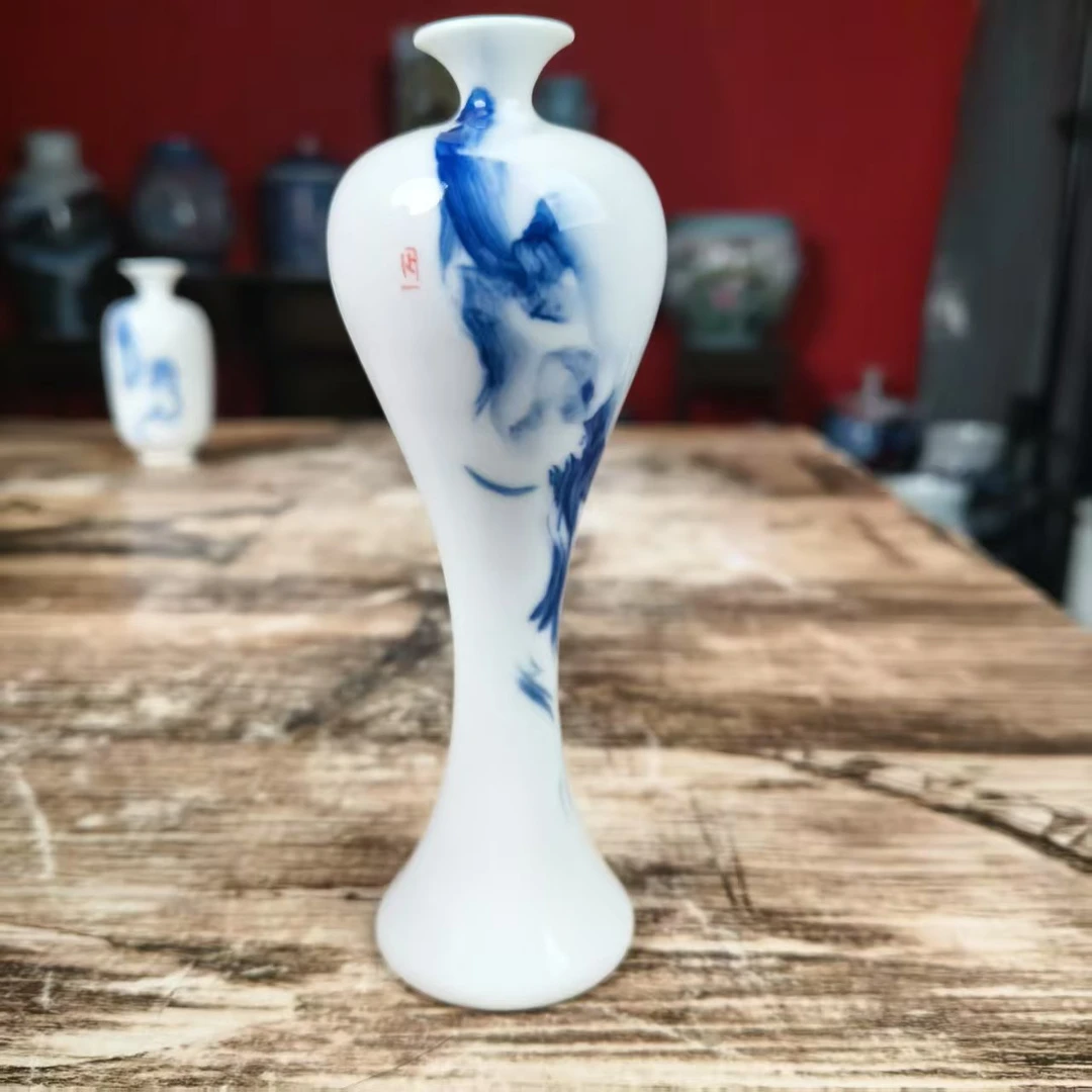 45 景德镇陶瓷花瓶全手工手绘古色古味小口瓶
