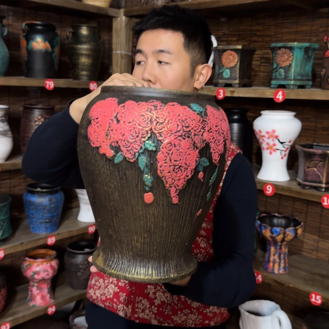 带孔高端浮雕花盆炸炸炸