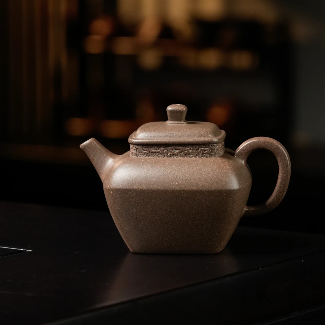 <方樽套组>140cc 黄龙山青段  作者 周沐 制半手工紫砂壶