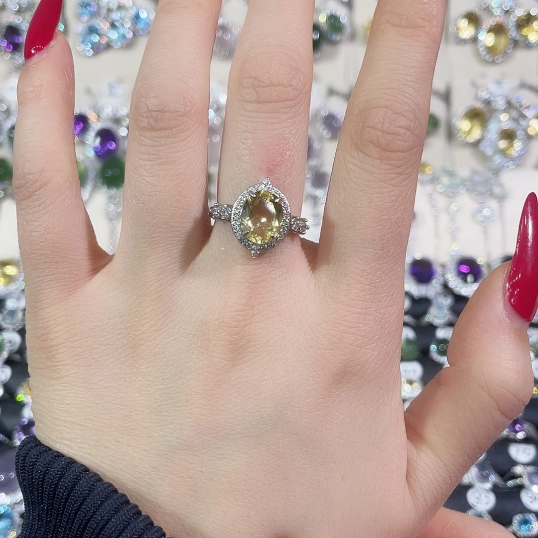 银S925镶嵌戒指黄晶戒指