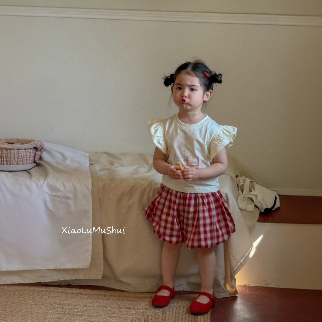 【XLMS】25夏季女童百搭洋气格子短裤套装【断码福利】