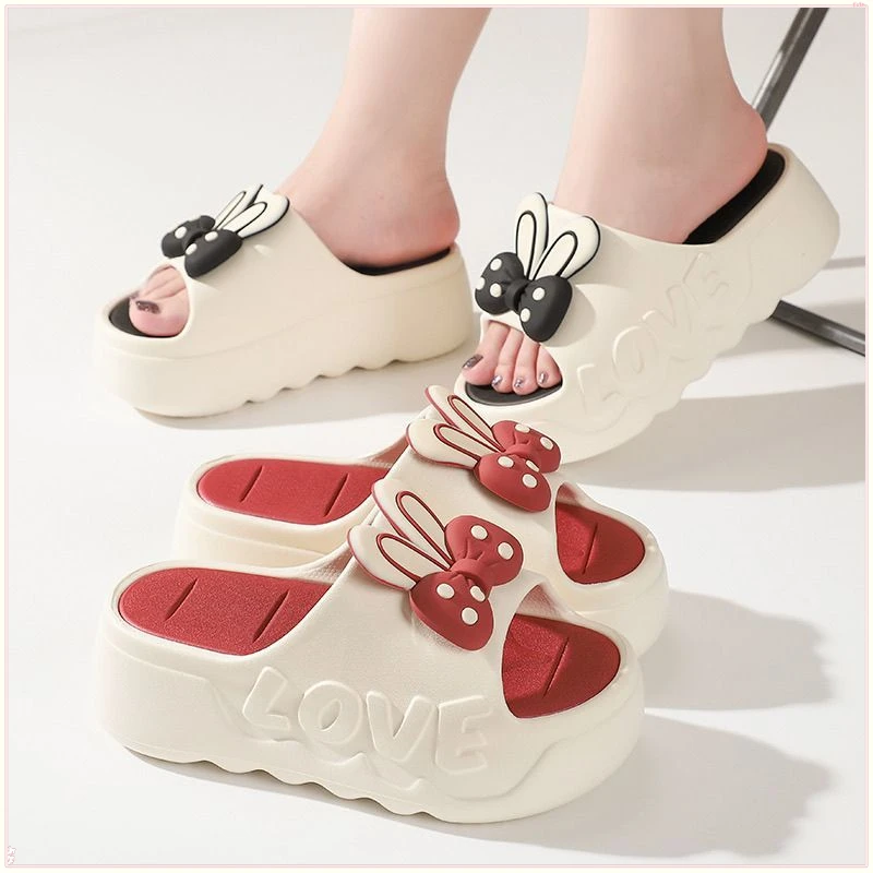 兔耳朵新款厚底拖鞋夏季时尚外穿防滑2025室内蝴蝶结松糕增【湖湖】