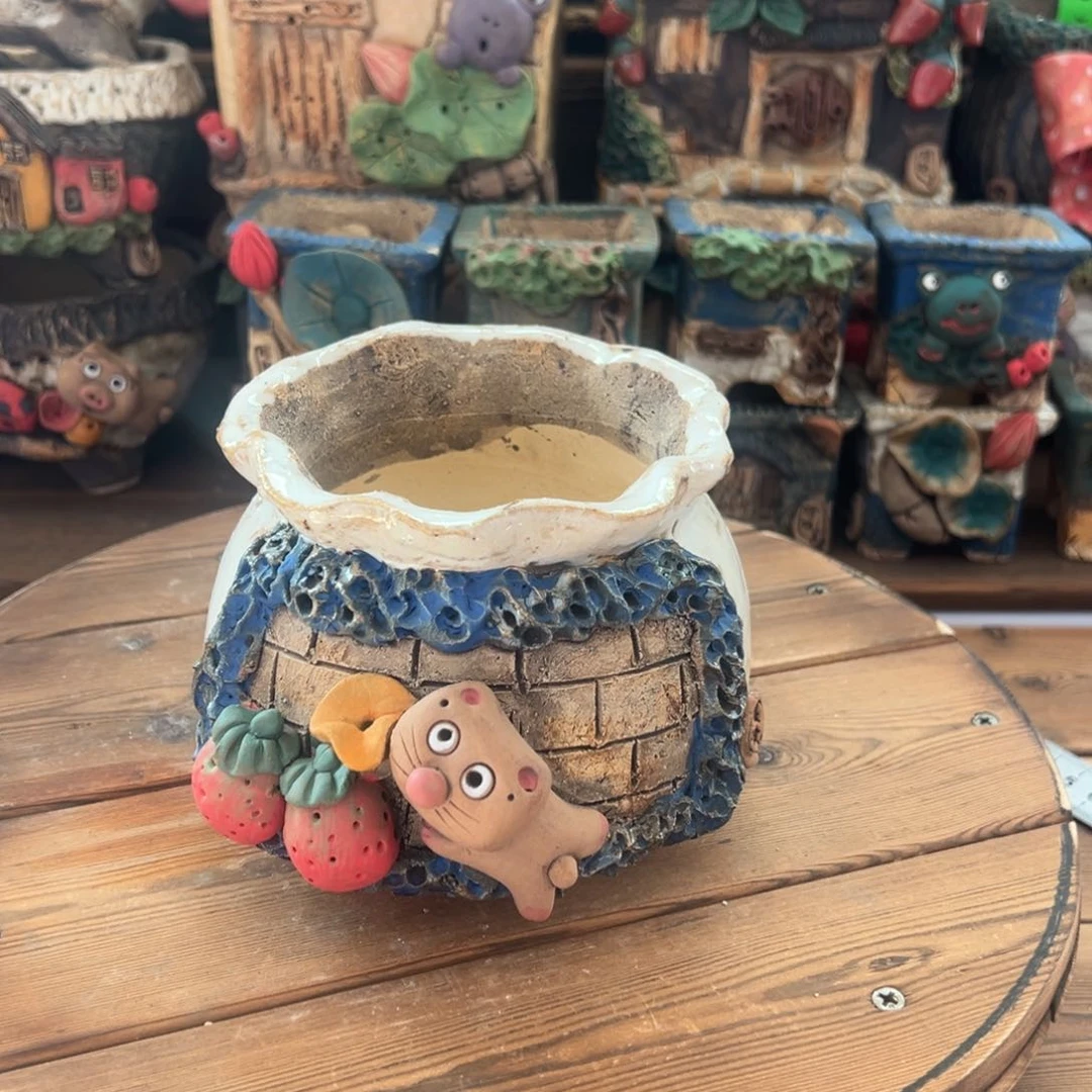 红陶嘻哈多肉花盆