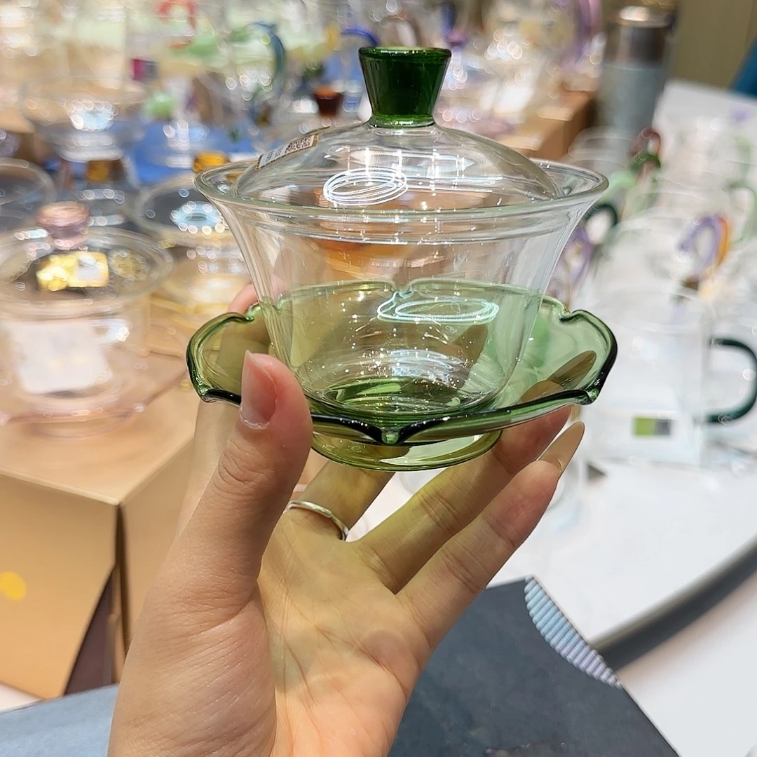 禾器湖绿色荷叶盖碗