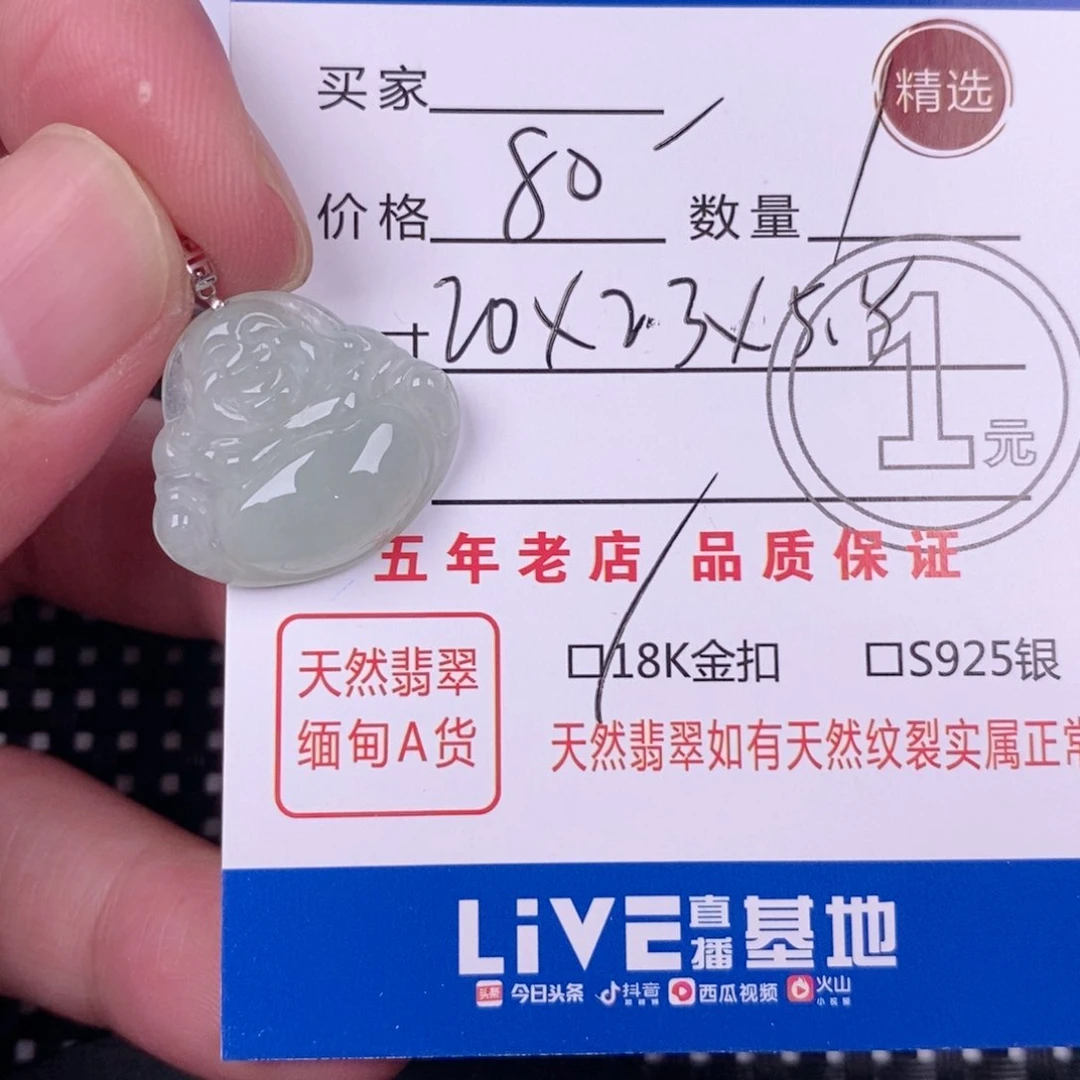 W***H翡翠18K金镶嵌颈饰挂件