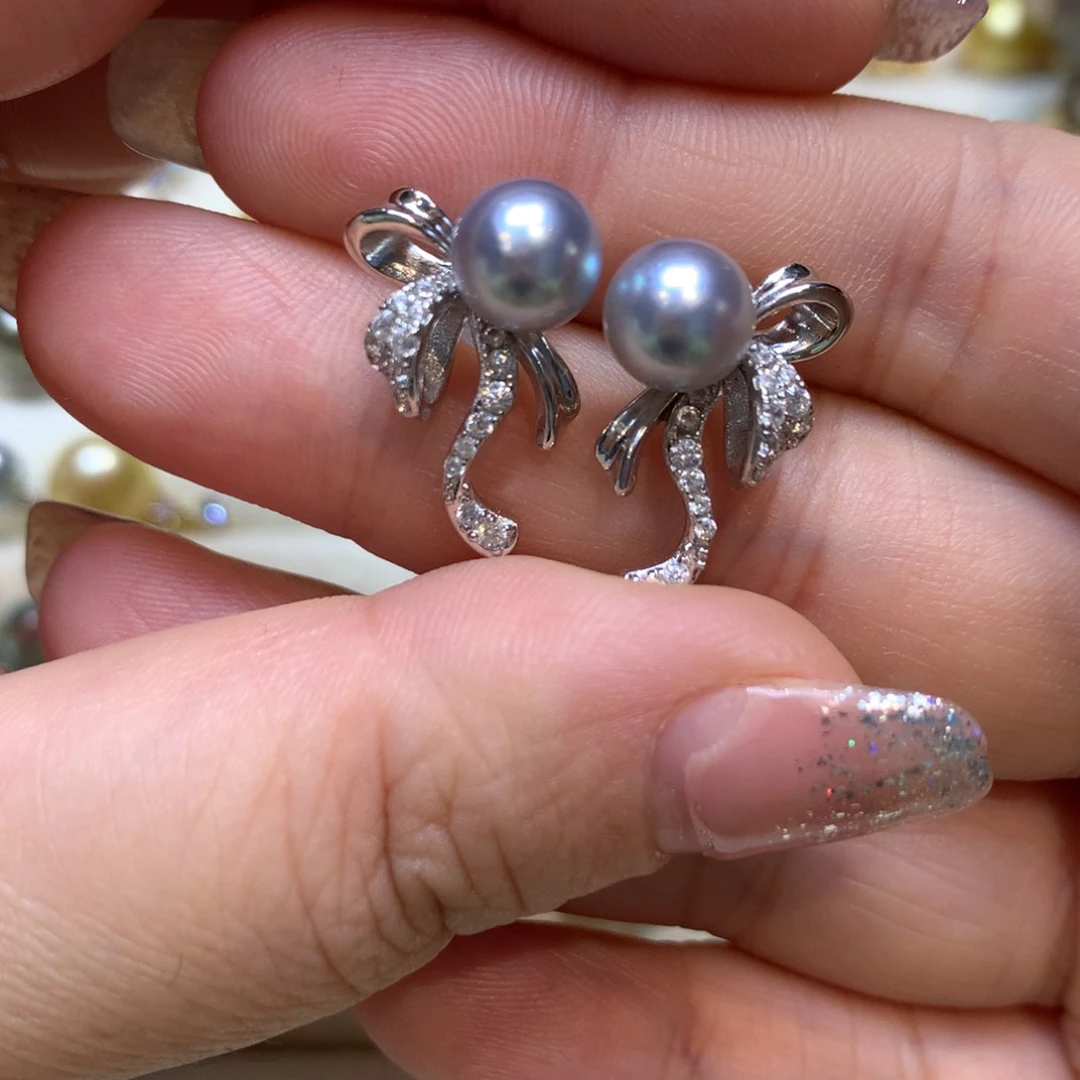 银S925镶嵌海水珍珠耳饰