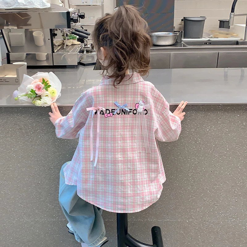 女童格子衬衫春装新款长袖衬衣外套小女孩春季上衣防晒衣潮百搭