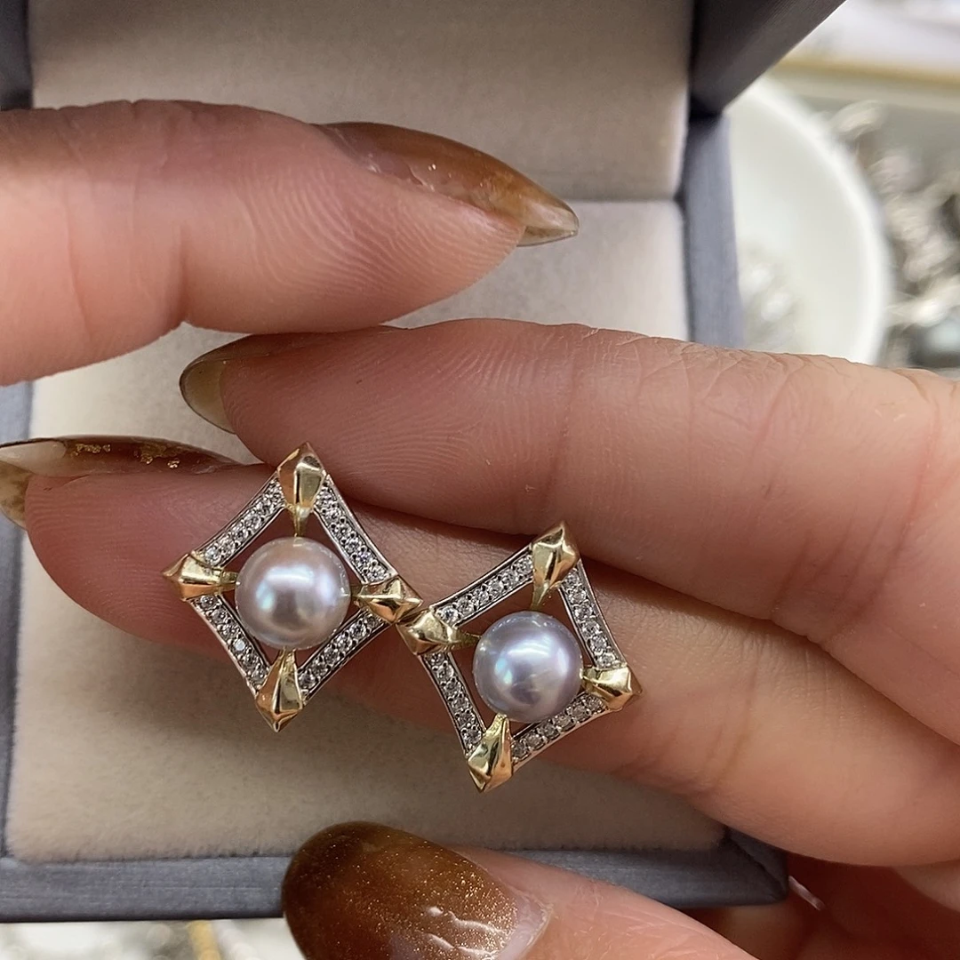 耳饰银S925镶嵌海水珍珠