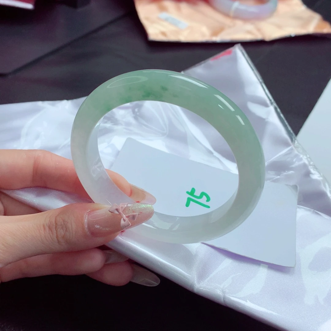 未镶嵌手镯翡翠天然缅甸翡翠A货手镯 75号