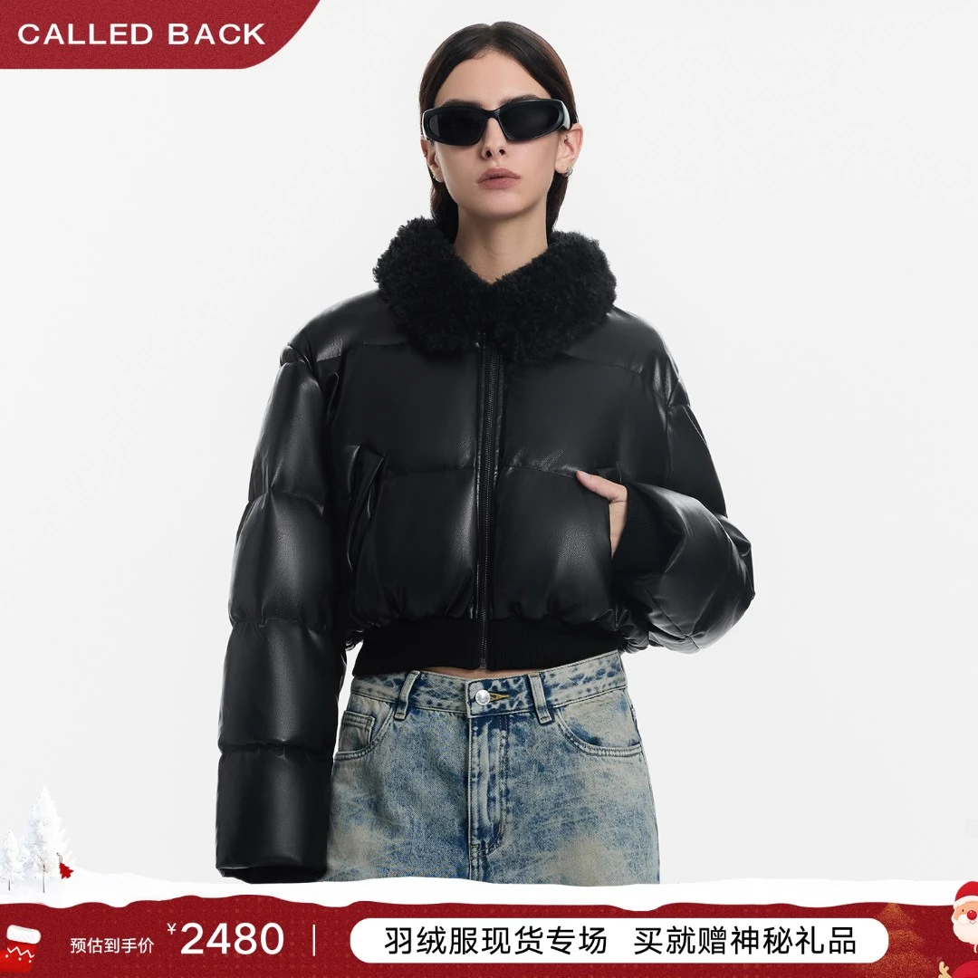 CALLED BACK【暮色古堡】百搭休闲时尚气质黑色毛领宽松羽绒服