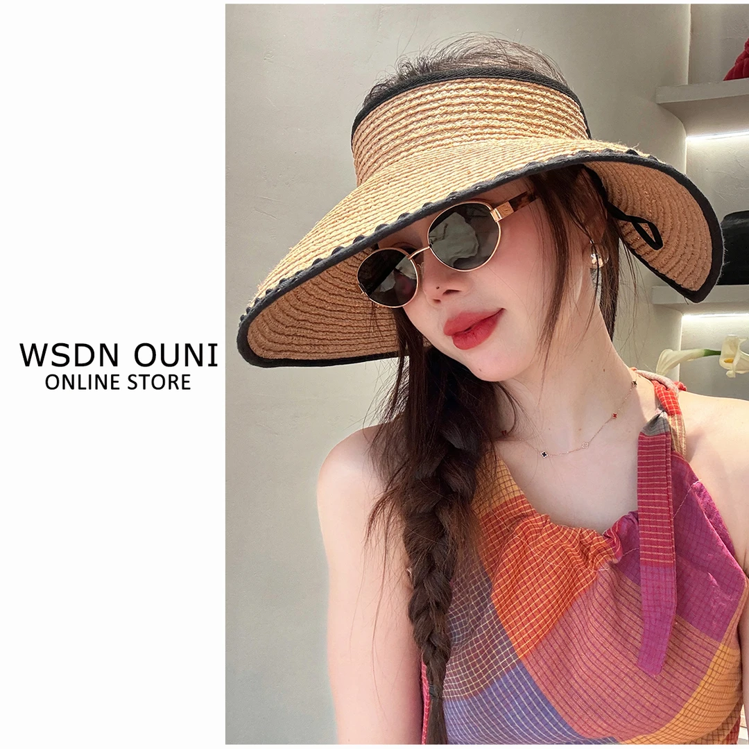 【进口拉菲草空顶帽合集】姜妍款大帽檐防晒遮阳草帽海边旅游度假