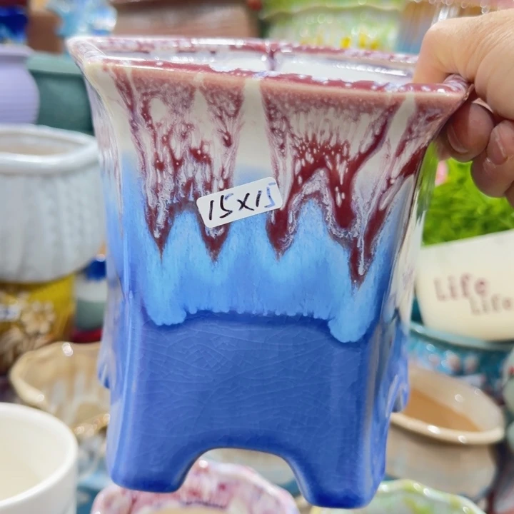 凑9块包邮，有孔，陶瓷花盆