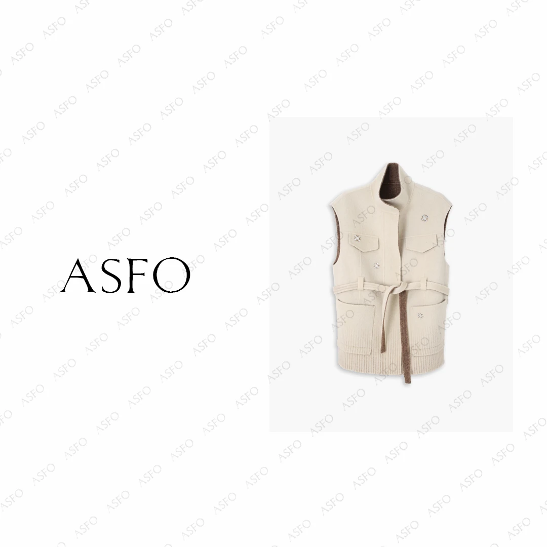 【AS回忆杀】25新定制高级简约手工钉珠双面呢马甲AS25QMNWT00332